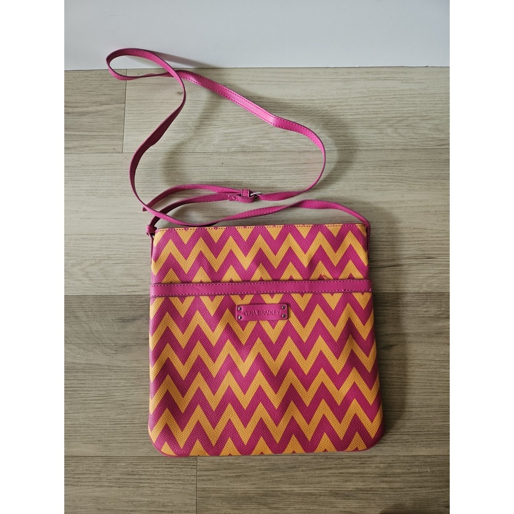 Vera Bradley Pink Orange Chevron Retired Ziggy Zags Hipster Crossbody Bag